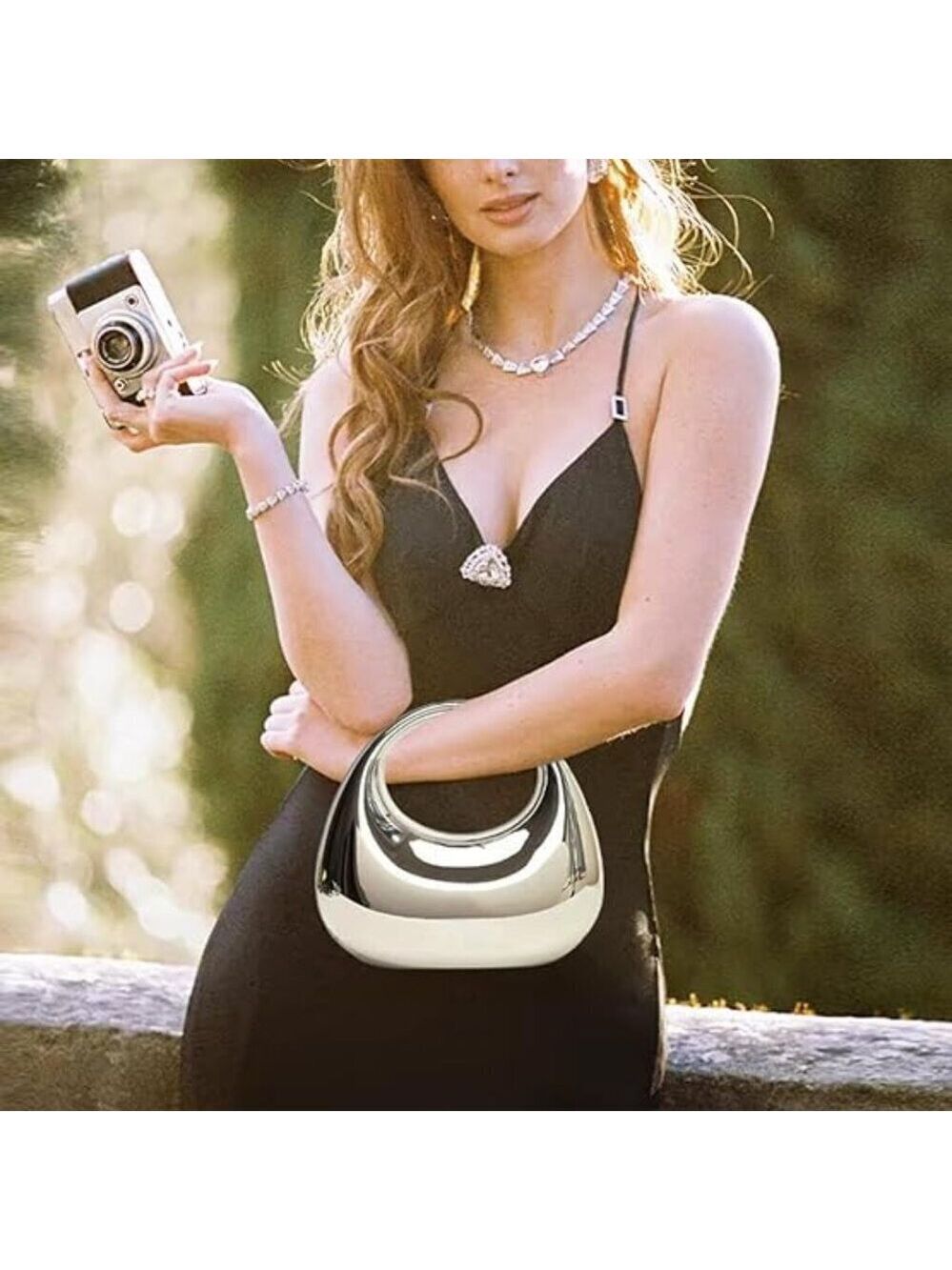 Acrylic Evening Clutch Purse for Women, Metallic Purse Evening Handbags Moon